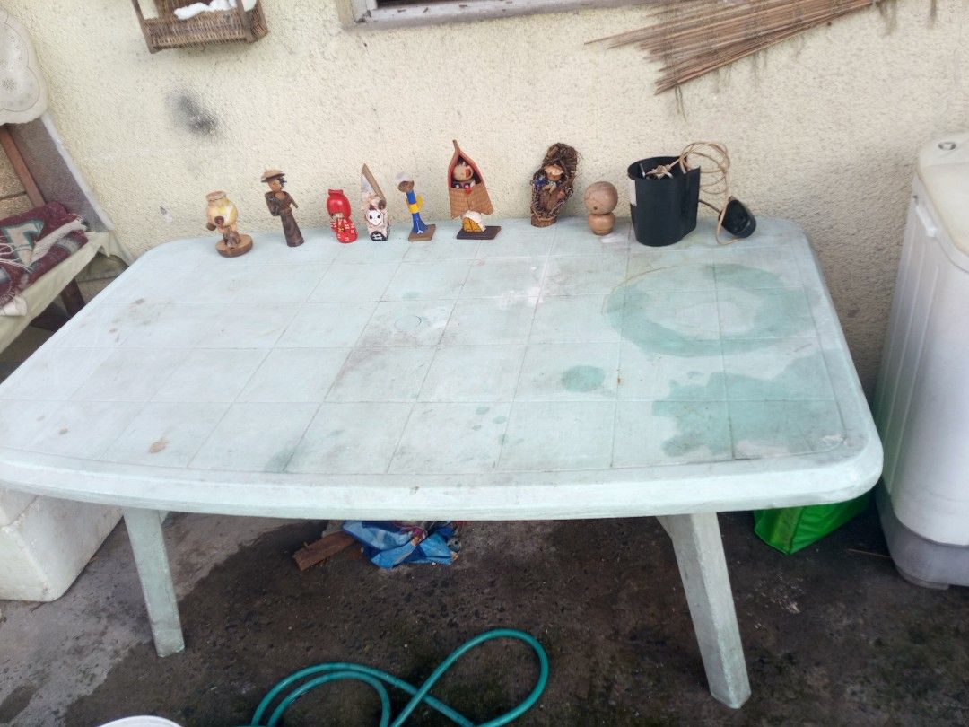 Used 6-8 seater Orocan Plastic long table (Category: Table Linen & Textiles) located in Marikina City. Submitted by picker_seller17 (Listing ID 1466233913, Image 2). Description: matibay no issues outdoor and indoor mint green Orocan hard plastic dining table.