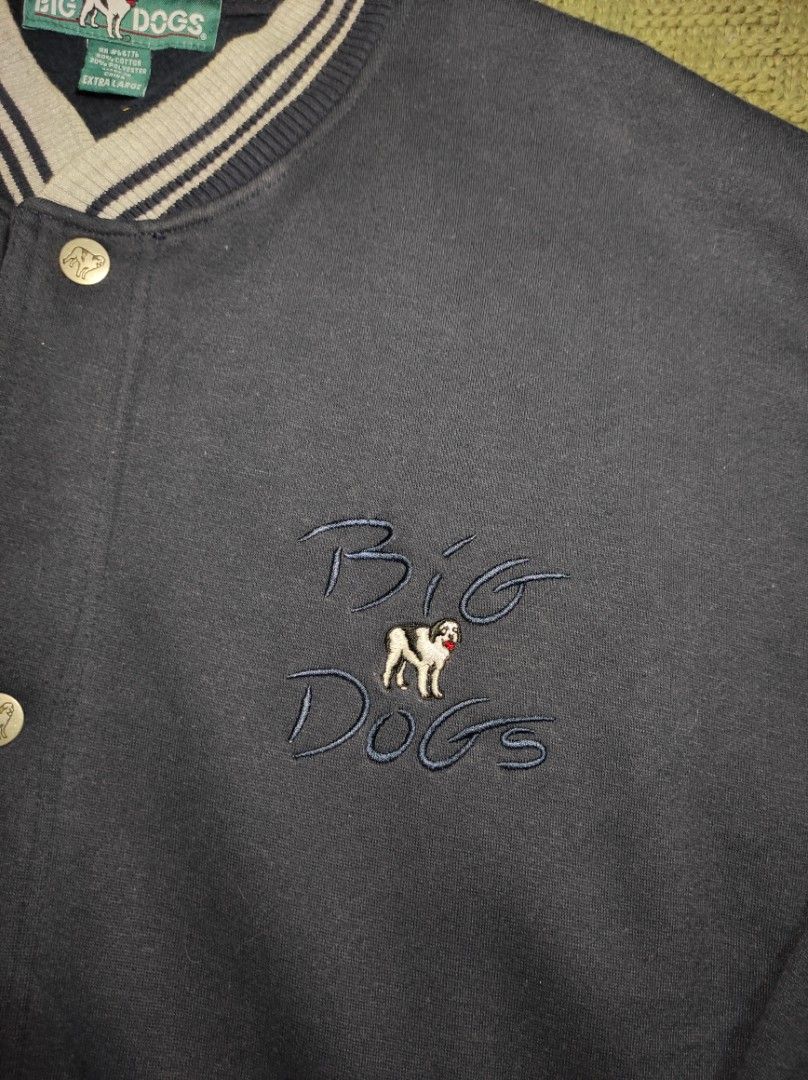 VINTAGE BIG DOG VARSITY JACKET (Category: Coats, Jackets and Outerwear) located in Las Pinas. Submitted by jeusmanlangit (Listing ID 1466170611, Image 2). Description: VINTAGE BIG DOG VARSITY JACKET SIZE: LARGE ON TAG DIMES: W: 27. L: 31 ISSUE: MAY STAIN VISIBLE SA PIC 620 PESOS LANG DM📩.