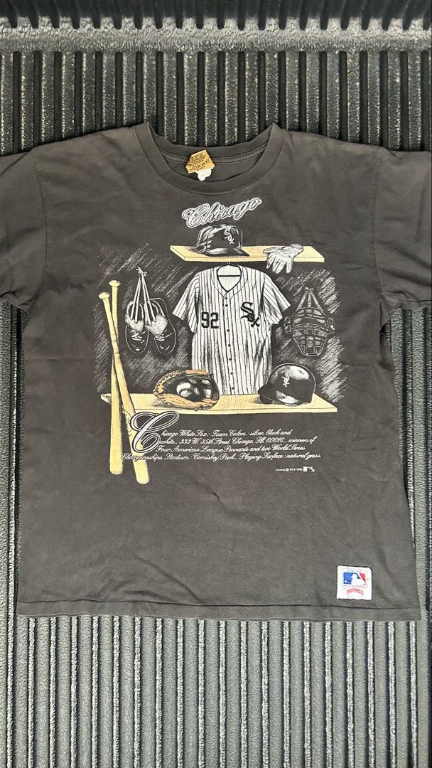 Vintage Chicago White Sox Locker Room (Category: Tshirts & Polo Shirts ) located in Batangas. Submitted by get.looted (Listing ID 1466220597, Image 1). Description: Vintage 1991 Chicago White Sox Locker Room Nutmeg Gold tag 23x28.5 Large to XL fitting Repaired hole barely noticeable.