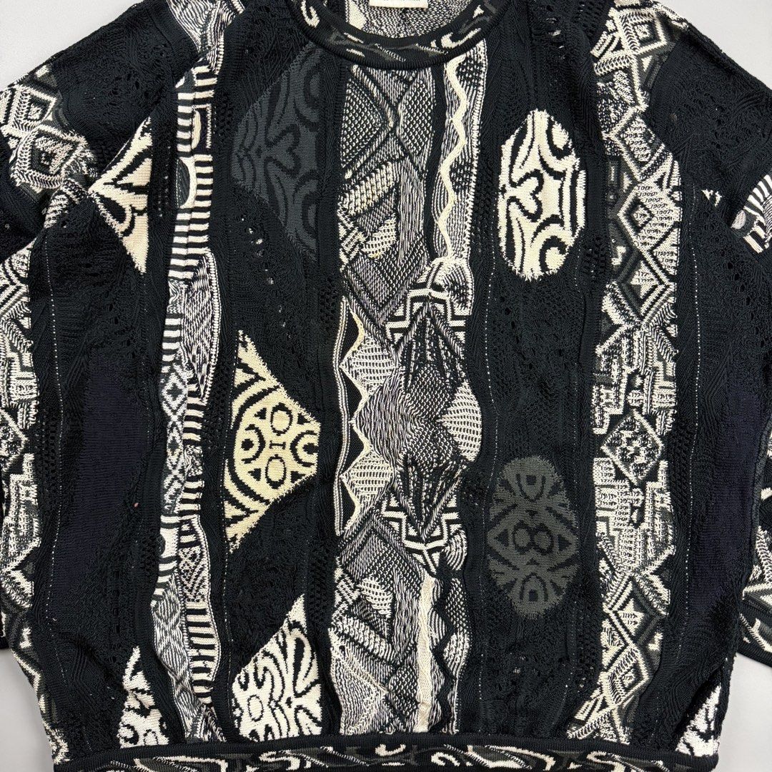 Vintage Coogi 3d knit (Category: Coats, Jackets and Outerwear) located in Cavite. Submitted by epiboie (Listing ID 1466308658, Image 2). Description: Vintage coogi 3d knitted pull over Size xl on tag Dimesion: Chest 27 Length 28.5 Hem 22 Shoulder 23 Sleeve 25 Color rate: 9.5/10 Excellent condition.