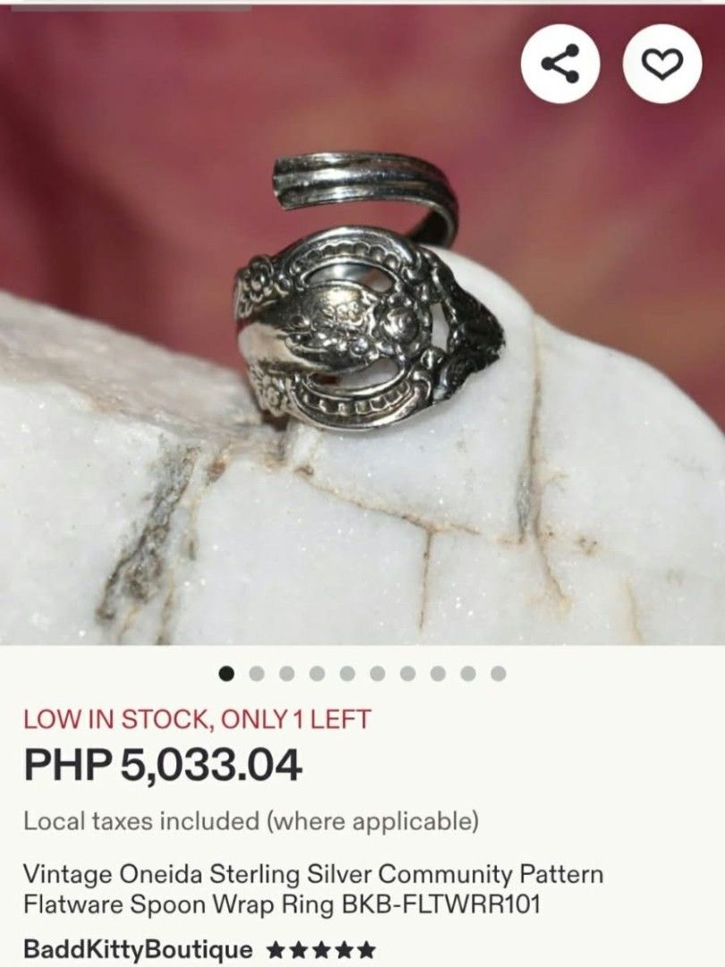 Vintage Silver Wrap around Spoon Ring (Category: Rings) located in Taguig. Submitted by chaicms1030 (Listing ID 1466182568, Image 3). Description: Vintage Silver Wrap around Spoon Ring Adjustable open Ring Searchable Brand .