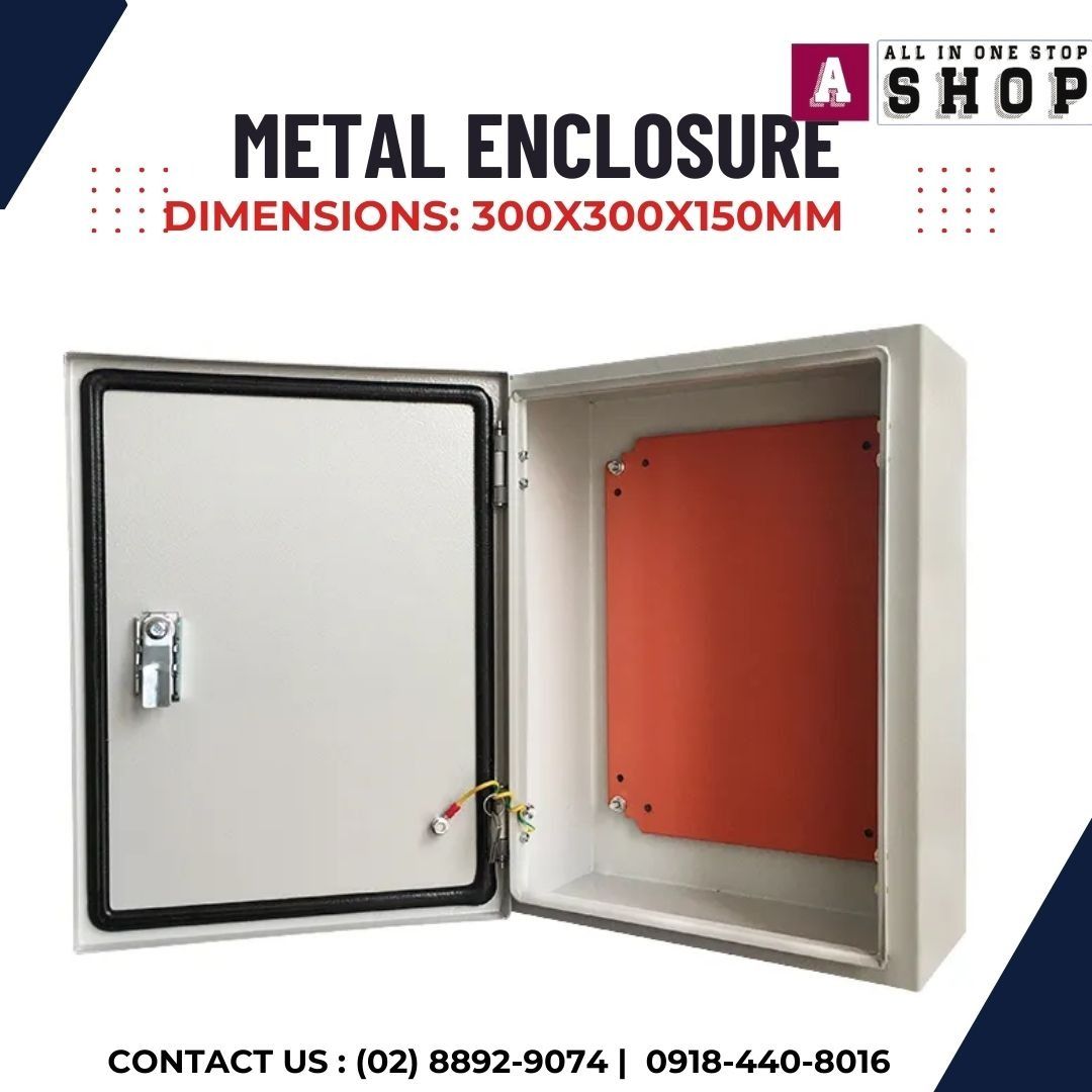 Wall Mounted Metal Enclosure Box (Category: Office & Business Technology) located in Makati City. Submitted by one-shop.mkt (Listing ID 1466158296, Image 1). Description: Metal Enclosure Cabinet Durable metal enclosure box designed for housing electrical, electronic, or industrial components. Features a sturdy, corrosion-resistant build to protect sensitive equipment against dust, impact, and wear. Protection: - Shields equipment from dust, moist