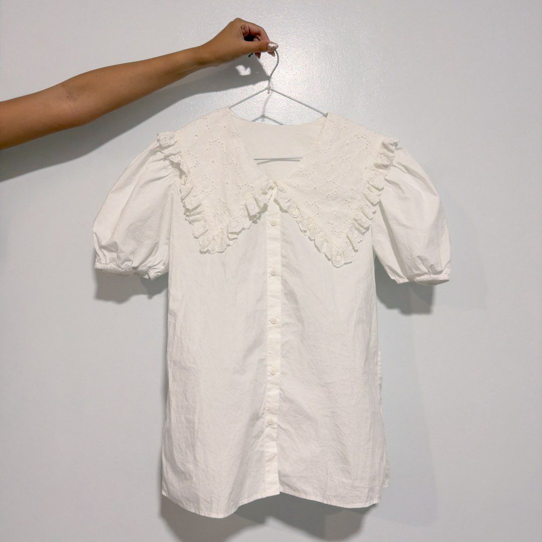 white baby doll top (Category: Blouses) located in Cebu City. Submitted by cuteoncue (Listing ID 1466291421, Image 2). Description: med-large.