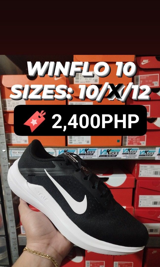 Winflo 10 Running Men's Size 10/12 (Category: Sneakers) located in Balagtas. Submitted by vinkicks19 (Listing ID 1466193774, Image 1). Description: Winflo 10 Running Shoes. 🎽💨🏃🏃‍♂️ 🖤 Black/Wht Sizes: 10/12 🔖 2️⃣,4️⃣0️⃣0️⃣PHP *No other Sizes & Colorways available. 💯 Brandnew/Authentic/BelowSRP(5,495PHP) 📍 Balagtas, Bulacan. 🚚 Flash/J&T/Lalamove 📥 Act Fast, Limited Stocks only..