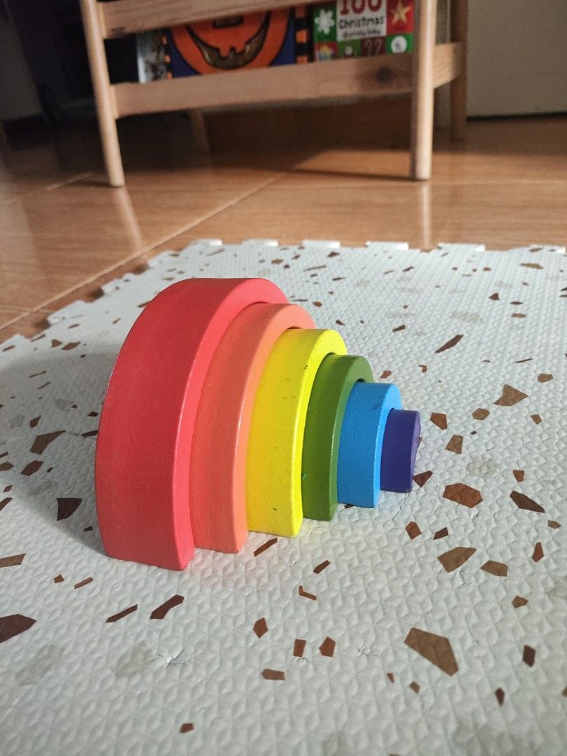Wooden Rainbow 🌈 (Category: Kids Toys) located in Taguig. Submitted by cleanupmomma (Listing ID 1466241128, Image 3). Description: Please take time to read ❤️ Rainbow Set flaws: purple rainbow half na lang all wooden wyiwyg.