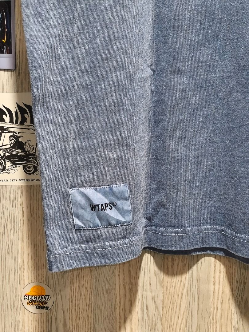 WTAPS Visual Uparmored Blue T-Shirt Coordinates Print (Category: Tshirts & Polo Shirts ) located in Davao. Submitted by thethriftproject082 (Listing ID 1466302678, Image 3). Description: WTAPS Acid Wash Tee 📍𝐌𝐈𝐍𝐄: 400 📍𝐒𝐈𝐙𝐄 𝐎𝐍 𝐓𝐀𝐆: 2XL 📍𝐃𝐈𝐌𝐄𝐒: 29 x 23 - Color: Blue with vintage faded wash - Fit: Relaxed everyday fit with classic crew neckline - Detail: Small black text on left sleeve cuff ('visual uparmored' with Tokyo coordi