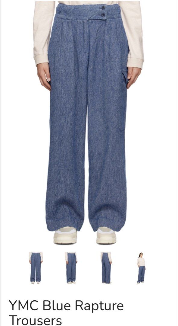 YMC Blue Rapture Trouser (Category: Other Bottoms) located in Cabanglasan. Submitted by thefashiongarage.co (Listing ID 1466335167, Image 1). Description: Title - YMC Model/Name - Blue Rapture Trouser Size on Tag - XS Conditiion - Excellent Condition with no major issue Dimension (WxLxH) - 13.5x42x9.3 Inches Category- Wideleg/Casual/Cargo Fitting - Loose Fit/ High Tise Made in - Poland Material - 57% Linen/ 43% Cotton Color - Blue Design - Baggy 