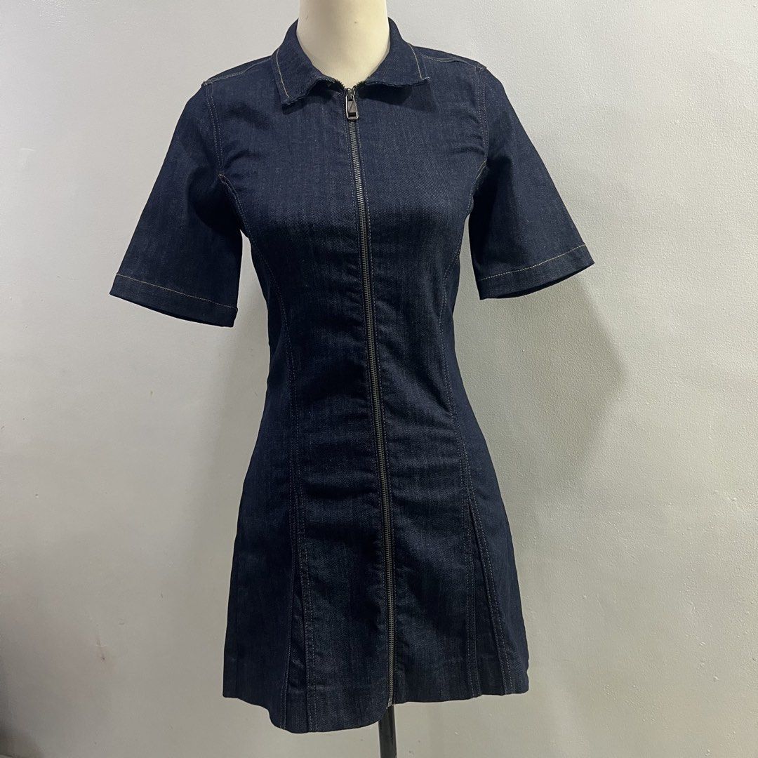 zara denim a line dress (Category: Dresses) located in Malabon City. Submitted by minidressmonster (Listing ID 1466232550, Image 2). Description: zara zip a line dress very flattering!! best fit xs-s brand new with tag.