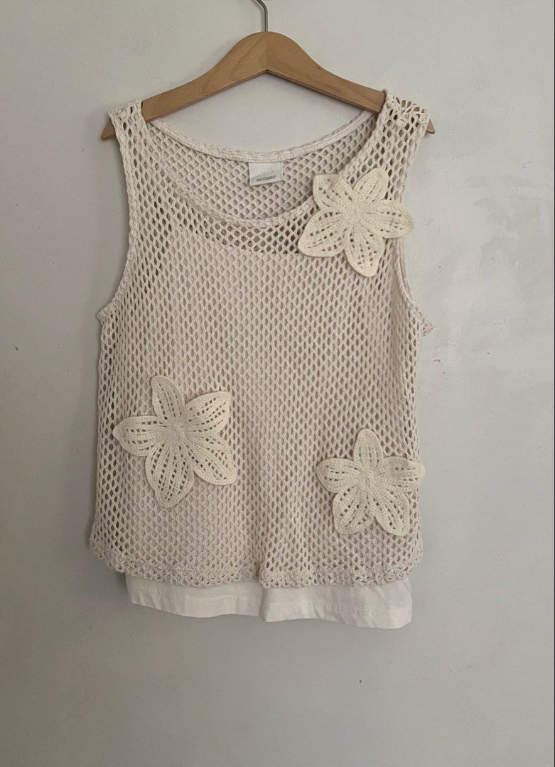 Zara open knit crochet top (Category: Babies & Kids Fashion) located in Manila. Submitted by ourburstingwardrobe_ (Listing ID 1466190320, Image 1). Description: Size 13-14 runs small In great condition.