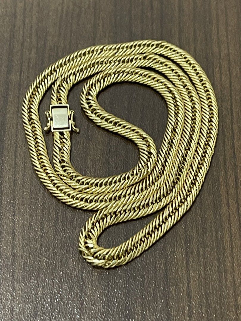 18K Gold Necklace (Category: Jewelry) located in Makati City. Submitted by diamondsallday (Listing ID 1466431758, Image 1). Description: 18k Saudi Gold Necklace 14.52 grams size 20inch 7,200 per G fixed Available as long as the post is up. I will delete it once sold. -QC.