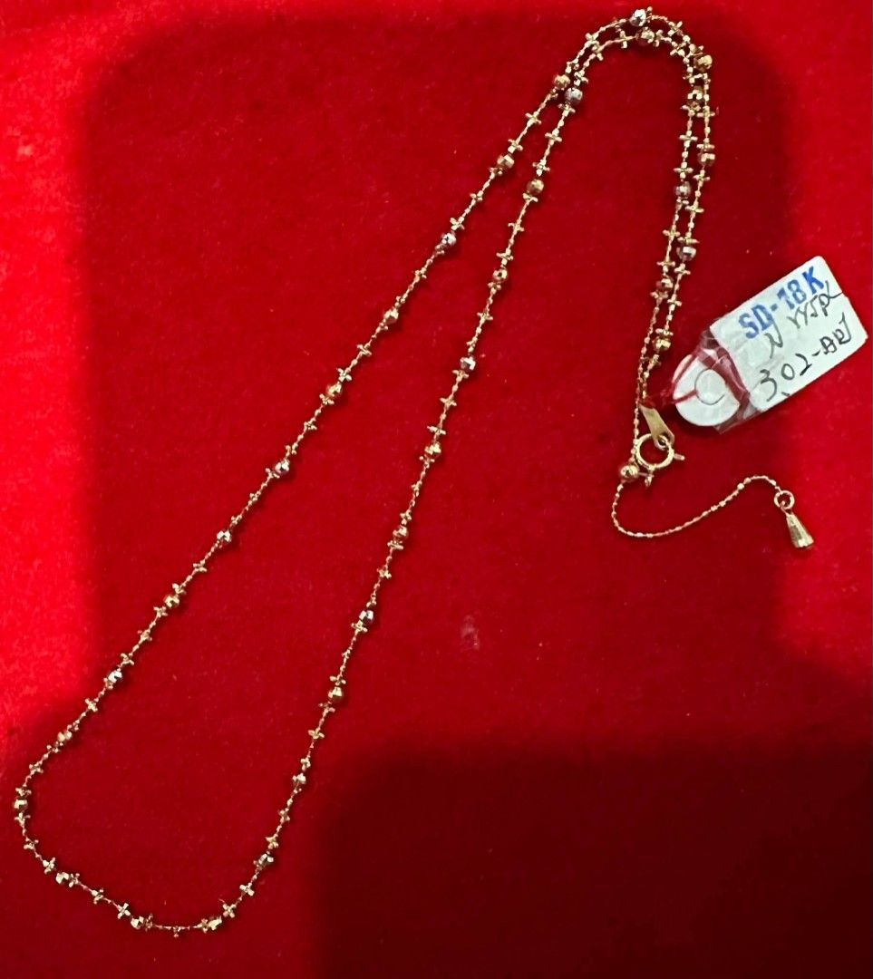 18k Saudi gold starlight necklaces (Category: Necklaces) located in Manila. Submitted by bhelgoldseller2ndaccount (Listing ID 1466395558, Image 1). Description: New!!✨New!!✨New!! Authentic 18k Saudi Golds 💯pawnable/naisasanla 💯with high appraisal rate 💯good investment 💯Direct supplier price 👉OPEN for resellers 🌺please take time to evaluate their actual sizes and grams 👉Best panggift for all occasions ✅ Sold per grams not per piece Kya lowe