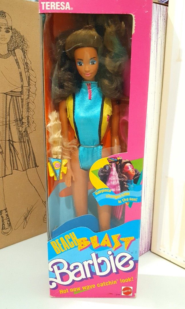 1988 Beach Blast Barbie: Teresa doll (Category: Kids Toys) located in Mariveles. Submitted by .giovanni (Listing ID 1466473419, Image 1). Description: 1988 Beach Blast Barbie: Teresa doll * NIB * decent for display * observe creases, scratches, and dents on photos * possibly opened as top flap has tape * accessories visible: clip-on hairpiece, sunglass, frisbee/flying disc, sun visor, & comb. * additional photos are available for inspection * sel