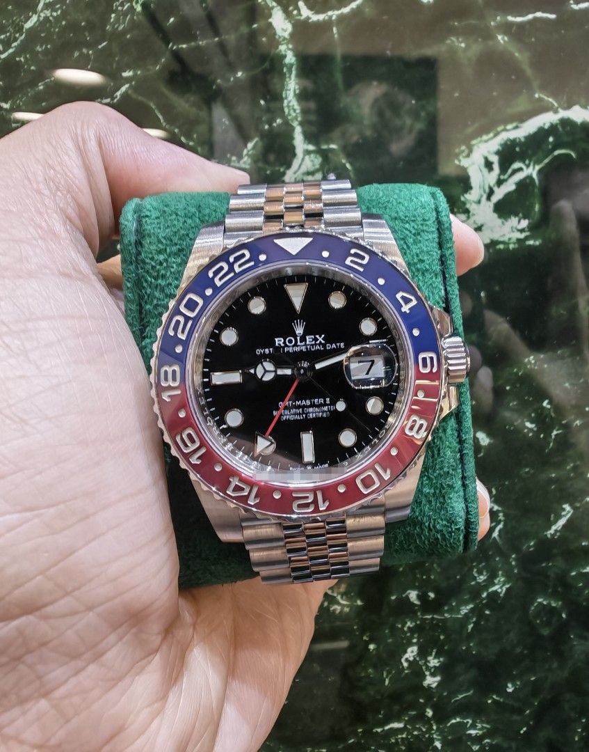 2021 Rolex GMT master 2 steel ceramic pepsi jubilee 126710blro (Category: Watches) located in Singapore. Submitted by hengwatch (Listing ID 1466452787, Image 1). Description: Rolex GMT master 2 steel ceramic pepsi jubilee model 126710blro very mint condition comes with box and cert dated Jan 2021 selling for $28300 hsbc and standard chartered and dbs and uob and OCBC ipp available 6/12/24 months OCBC 36 months located at the BENCOOLEN #01-80 Sing