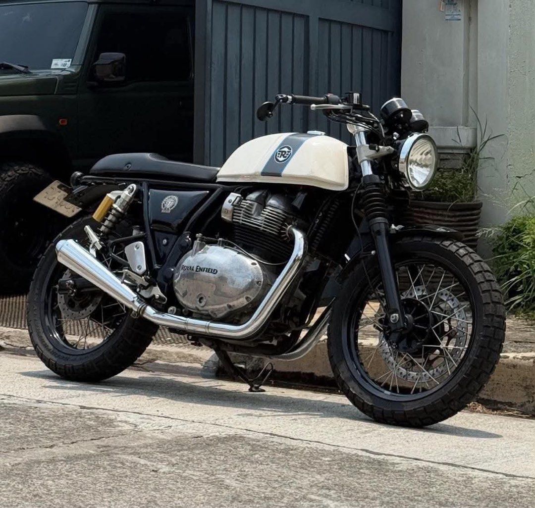 2021 Royal Enfiled Continental GT650 (Category: Motorbikes for Sale) located in Manila. Submitted by jeri_decluttering (Listing ID 1466501713, Image 1). Description: FOR SALE ROYAL ENFIELD CONTINENTAL GT650 2021 ✅COMPLETE ORIGINAL OR/CR ✅UNDER MY NAME ✅20k ODO ONLY UPGRADES WORTH ~45k ◾️CUSTOM SHORT TWIN EXHAUST ◾️PIRELLI SCORPION RALLY STR (90%) ◾️AFTERMARKET FRONT SIGNAL LIGHTS ◾️AFTERMARKET BRAKE LIGHT ◾️AFTERMARKET REAR SIGNAL LIGHTS ◾️ORIGIN