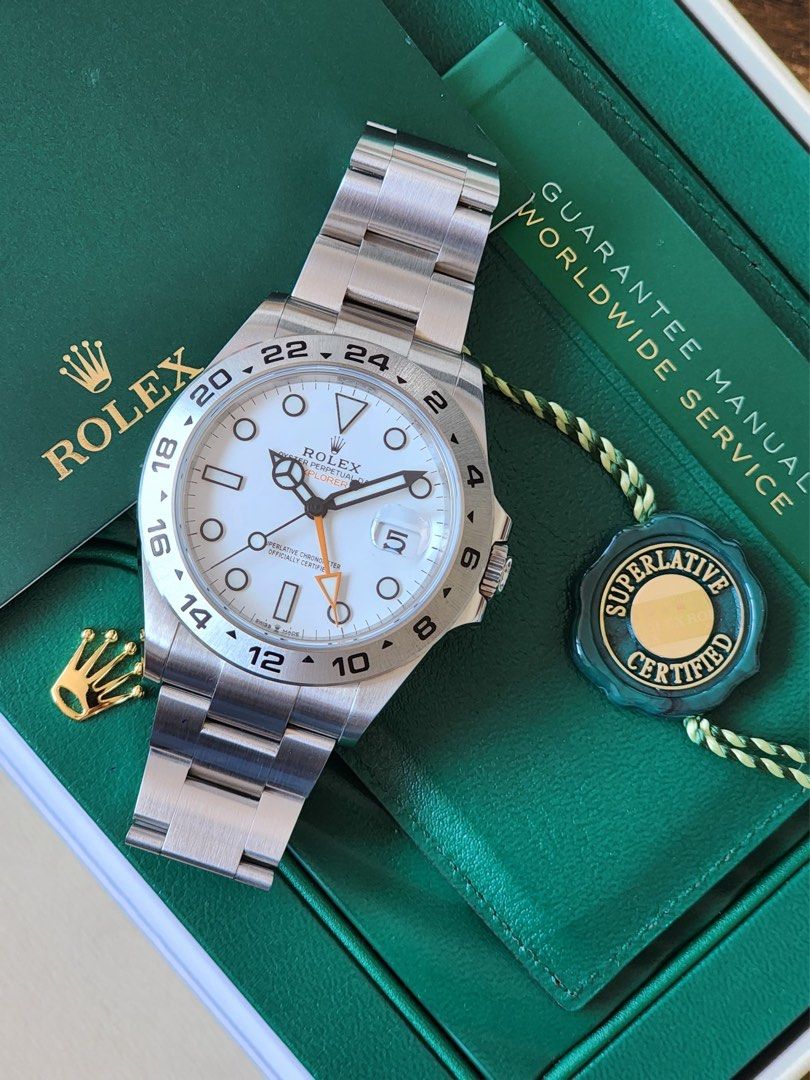 2023 Rolex Explorer II Polar 226570 (Category: Luxury Watches) located in Pasig City. Submitted by inverted6_ph (Listing ID 1466366454, Image 3). Description: 2023 Rolex Explorer II Polar 226570 42mm 9/10 unpolished condition Comes complete with inner and outer box, NFC warranty card, booklets and tag Asking 685,000php 📍Viewings can be done on our shop located at the Grove by Rockwell, Pasig 📲IG: Invertedsix DM for further inquiries 👍.