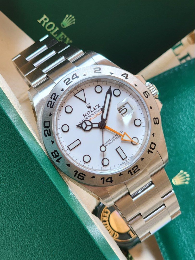2023 Rolex Explorer II Polar 226570 (Category: Luxury Watches) located in Pasig City. Submitted by inverted6_ph (Listing ID 1466366454, Image 2). Description: 2023 Rolex Explorer II Polar 226570 42mm 9/10 unpolished condition Comes complete with inner and outer box, NFC warranty card, booklets and tag Asking 685,000php 📍Viewings can be done on our shop located at the Grove by Rockwell, Pasig 📲IG: Invertedsix DM for further inquiries 👍.