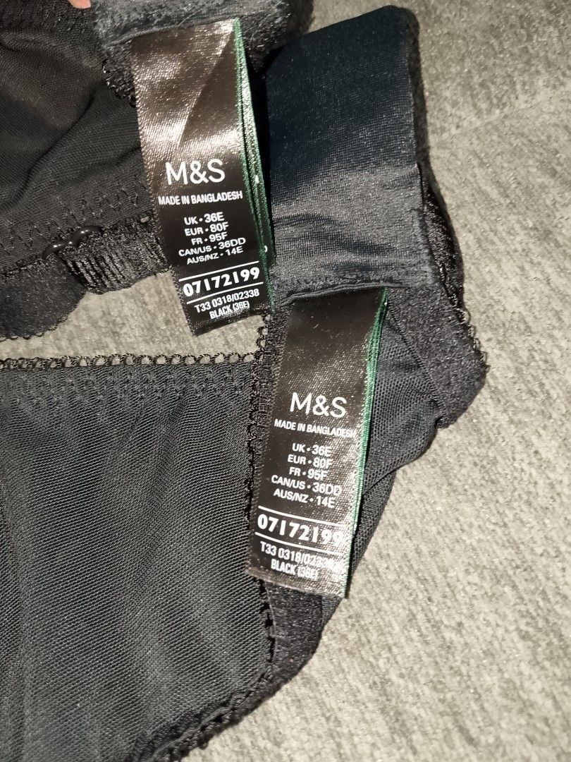 36e MARKS & SPENCER black lace bra thin soft pads underwired (Category: Undergarments & Loungewear) located in Manila. Submitted by truecrystal-1407 (Listing ID 1466336965, Image 2). Description: 350 each 2 PCs available original Marks& Spencer no last price fixed price.