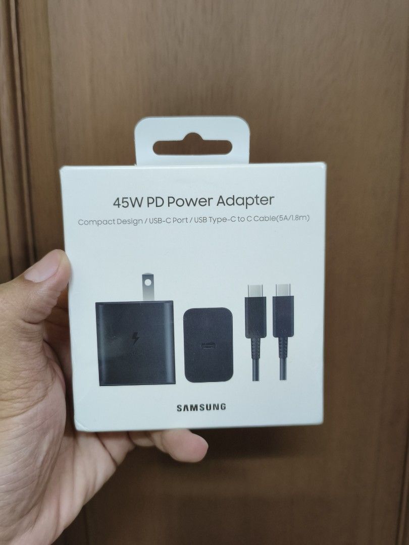 45w charger set for Samsung (Category: Chargers & Cables) located in Quezon City. Submitted by unboxingtito (Listing ID 1466438112, Image 1). Description: Brand new and unused. Charging cable included .