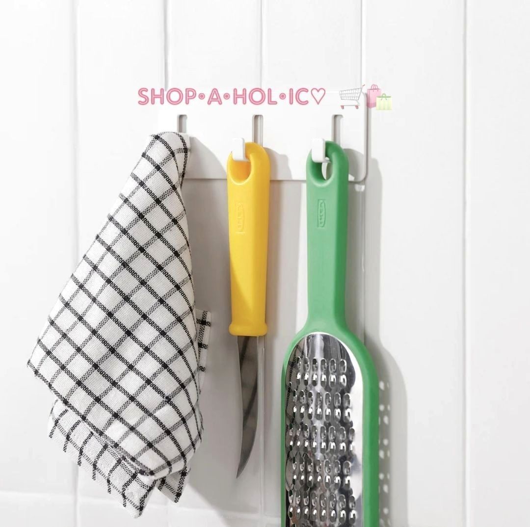 🆕️ White Self Adhesive Rack with 3 Hooks (Category: Hooks & Hangers) located in Paranaque City. Submitted by shopaholic_online_ (Listing ID 1466394055, Image 3). Description: #inParanaque 120/each❣️last 1 ONHAND •legit purchased at IKEA store •brand new, sealed & never been used •Depth: 2 cm (¾ ") Height: 5 cm (2 " inches) Width: 16 cm (6 ¼ " inches) •tested and approved for bathroom use •easy to attach to the wall thanks to the self-adhesive ta