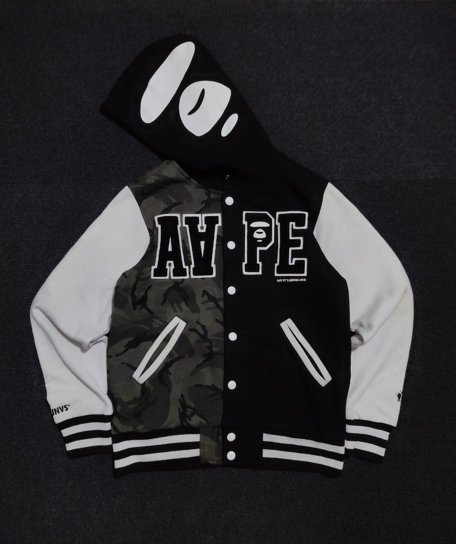 Aape Two-toned Black camo Varsity Jacket ( authentic 💯 ) (Category: Coats, Jackets and Outerwear) located in Quezon City. Submitted by wgapparel (Listing ID 1466537630, Image 2). Description: 📌 available Aape Two-toned Black camo Varsity Jacket • Dimes: 20 x 26 W/L small on tag • Condition: Brand new condi • Color Rate: 9.6 • Complete tags • Authentic 💯 • Issue: Stains, need wash only. pogi nito panalo kayo dito 🔖 2880 Location Quezon City Sh