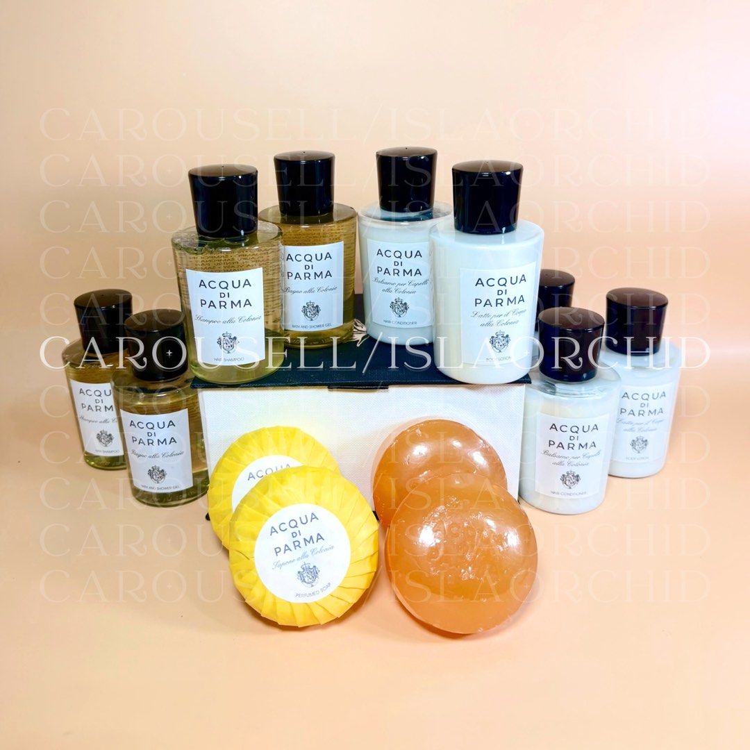 Acqua Di Parma Colonia Set | 11 pcs (Category: Body Care) located in Ajuy. Submitted by islaorchid (Listing ID 1466524978, Image 1). Description: Authentic Acqua di Parma Colonia Luxury Hotel Line Set 🇮🇹 ✨ Includes: * 2× Acqua di Parma Colonia Perfumed Soap * 2× Acqua di Parma Colonia Glycerin Soap * 2 × Body Lotion, 75ml * 2 × Hair Conditioner, 75ml * 2 × Hair Shampoo, 75ml PLUS FREE * 1× Bath & Shower Gel, 75ml - 100% authentic Acqua Di Parma