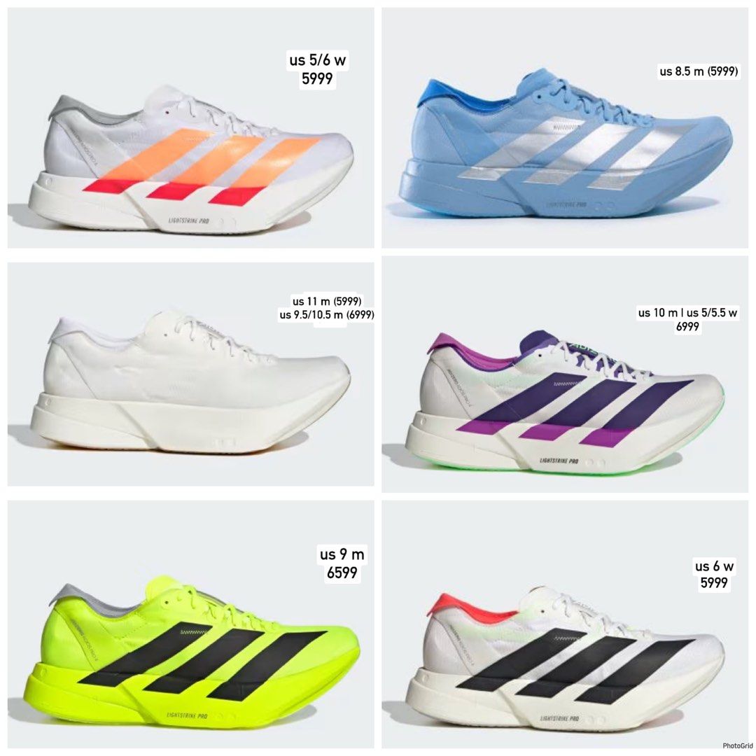 Adidas Adizero Adios Pro 4 (Category: Sneakers) located in Caloocan City. Submitted by clicknshop2nd (Listing ID 1466446350, Image 1). Description: Adidas Adizero Adios Pro 4 SRP 13,000 ❌ Sale Price 5999 - 6999 ✅ See Photos For Details (swipe right to see more items) Guaranteed 💯% Authentic/Original Onhand Ready To Ship Moneyback Guarantee If Proven Fake Ship Via JRS/J&T/Lalamove DM Us For Inquiries ❌ No Reservation | No Swap ❌ NO COD | NO COP ❌