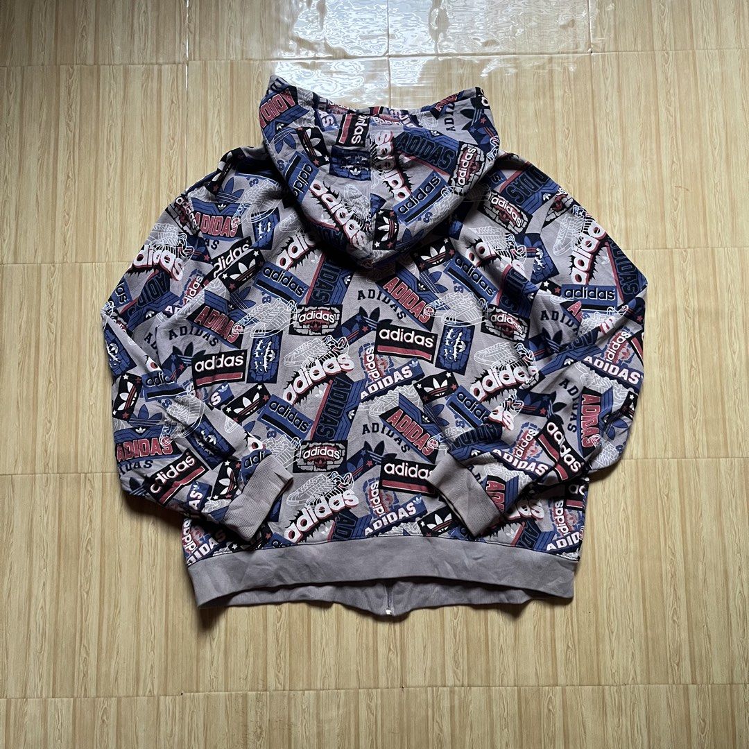 Adidas AOP Pullover zip hoodie (Category: Hoodies) located in Hagonoy. Submitted by ianthrift_ph (Listing ID 1466530716, Image 2). Description: complete tags/authentic size 2xl on tag 26 width, 27 width (boxy) excellent condition color rate 9/10 no issue.