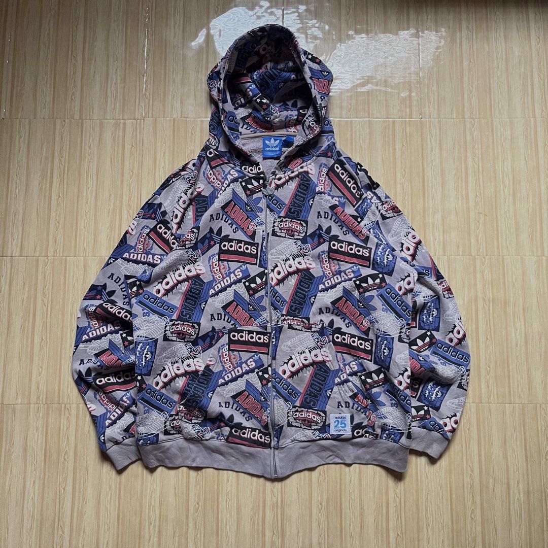 Adidas AOP Pullover zip hoodie (Category: Hoodies) located in Hagonoy. Submitted by ianthrift_ph (Listing ID 1466530716, Image 1). Description: complete tags/authentic size 2xl on tag 26 width, 27 width (boxy) excellent condition color rate 9/10 no issue.