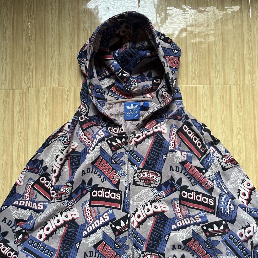 Adidas AOP Pullover zip hoodie (Category: Hoodies) located in Hagonoy. Submitted by ianthrift_ph (Listing ID 1466530716, Image 3). Description: complete tags/authentic size 2xl on tag 26 width, 27 width (boxy) excellent condition color rate 9/10 no issue.