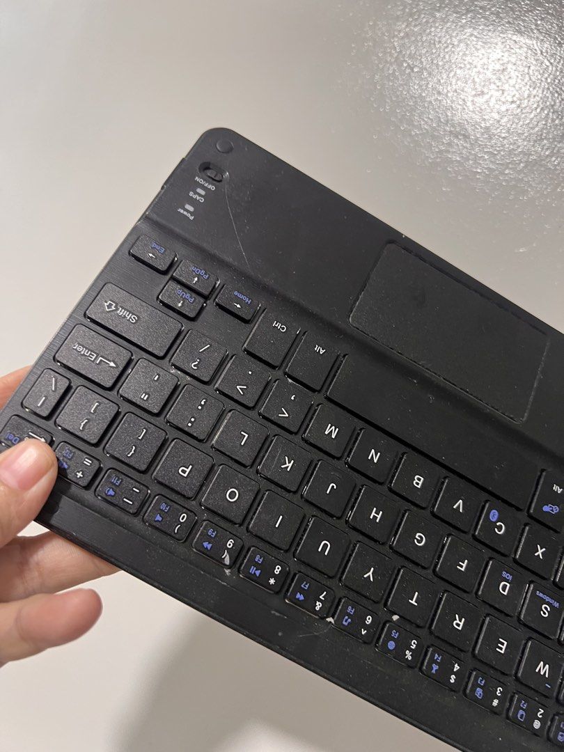Affordable slim, black wireless Bluetooth keyboard with a built-in touchpad 😍👌🏻 (Category: Computer Keyboard) located in Malolos. Submitted by afford.japan (Listing ID 1466443612, Image 3). Description: Affordable slim, black wireless Bluetooth keyboard with a built-in touchpad 😍👌🏻.