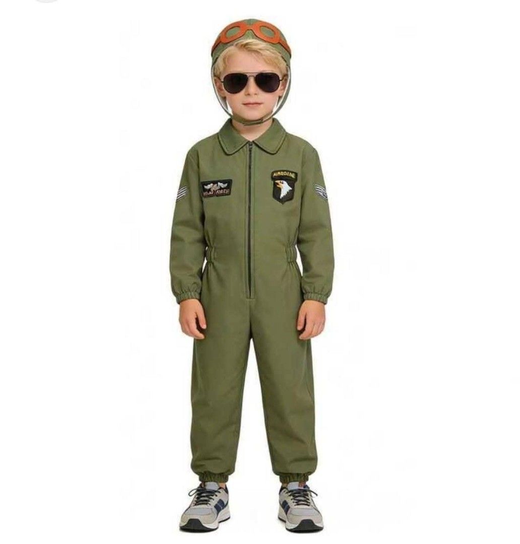 Air Force Pilot Costume For Kids (Category: Babies & Kids Fashion) located in Manila. Submitted by viashop02 (Listing ID 1466355992, Image 3). Description: Air Force Pilot Costume For Kids ✅Included: Jumsuit,Hat And Sunglasses ✅Price: ₱880 ✅Size: (3-5yrs)(5-7yrs)(7-9yrs) 🚀 Actual photo is posted 🚀 Made in Bangkok 🚀 Good quality ✅Cash on delivery via lalamove ✅ Pm for more information.