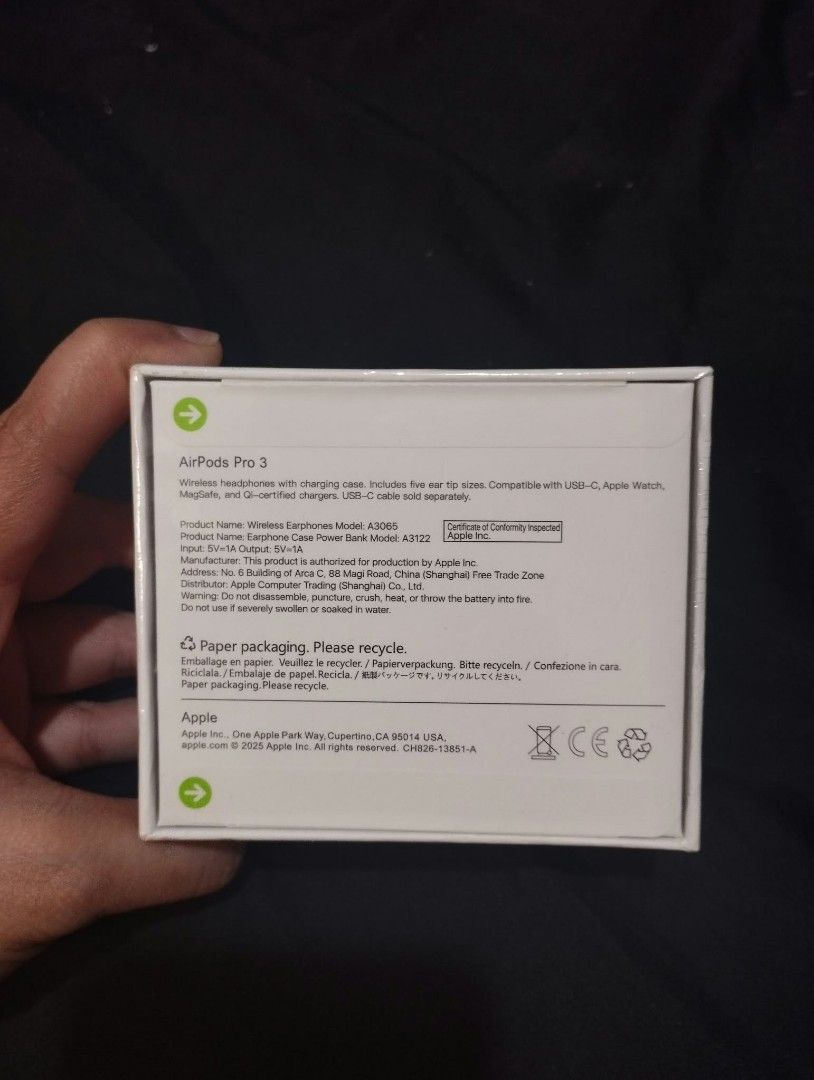 Airpods Pro 3 (Category: Earphones) located in Manila. Submitted by mikaelareyes (Listing ID 1466459079, Image 3). Description: Bnew-Sealed rfs: not an apple user, nagift lang loc: tejeros makati no meet ups, pick up or via lalamove only.