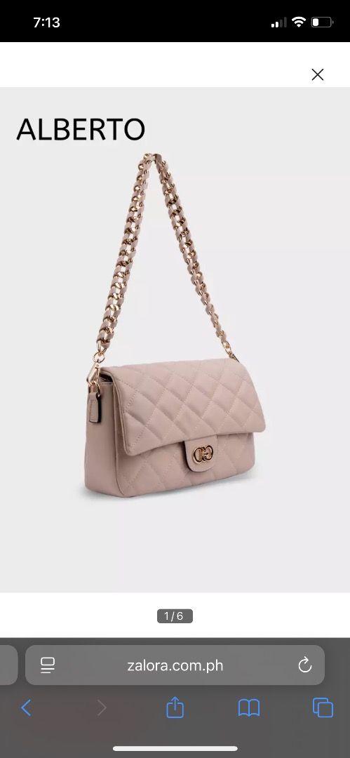 Alberto Quilted Shoulder Bag Beige (Category: Shoulder Bags) located in Oas. Submitted by judyannriv77323 (Listing ID 1466459290, Image 1). Description: - Brand: Alberto - Style: Quilted shoulder bag with classic diamond pattern - Color: Versatile beige (matches any outfit) - Hardware: Gold-tone clasp closure on foldover flap - Straps: Includes interchangeable chain link strap and adjustable leather strap - Condition: Brand new with hanging tag a