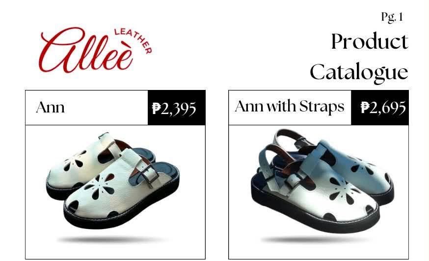Allee Leather Ann Sandals White (Category: Flats & Sandals) located in San Fernando. Submitted by pamariapineda (Listing ID 1466382650, Image 1). Description: - Brand: Allee Leather - Color/Design: White upper leather with stylish floral cut-out pattern - Style: Slip-on mule with chic buckle strap detail - Sole: Flat black sole featuring contrast white stitching - Original Retail Price: PHP 2,395 - Condition: Brand new / Excellent everyday footwe