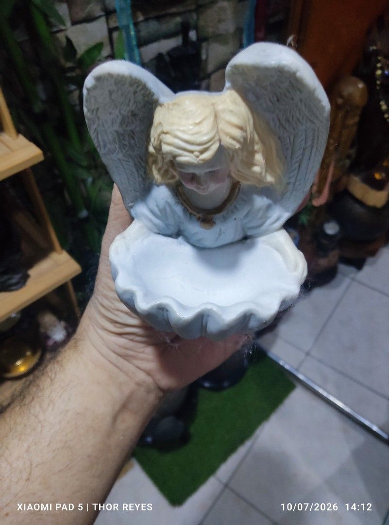 Angel Bisque Ceramic Holy Water Font (Category: Wall Decor) located in Valenzuela. Submitted by mighthor0526 (Listing ID 1466398547, Image 3). Description: Measurements on photos provided Good as new, no issue Payment thru Gcash or Abono by Lalamove rider Delivery by rider or shipping will be shouldered by the buyer Pm me if interested .