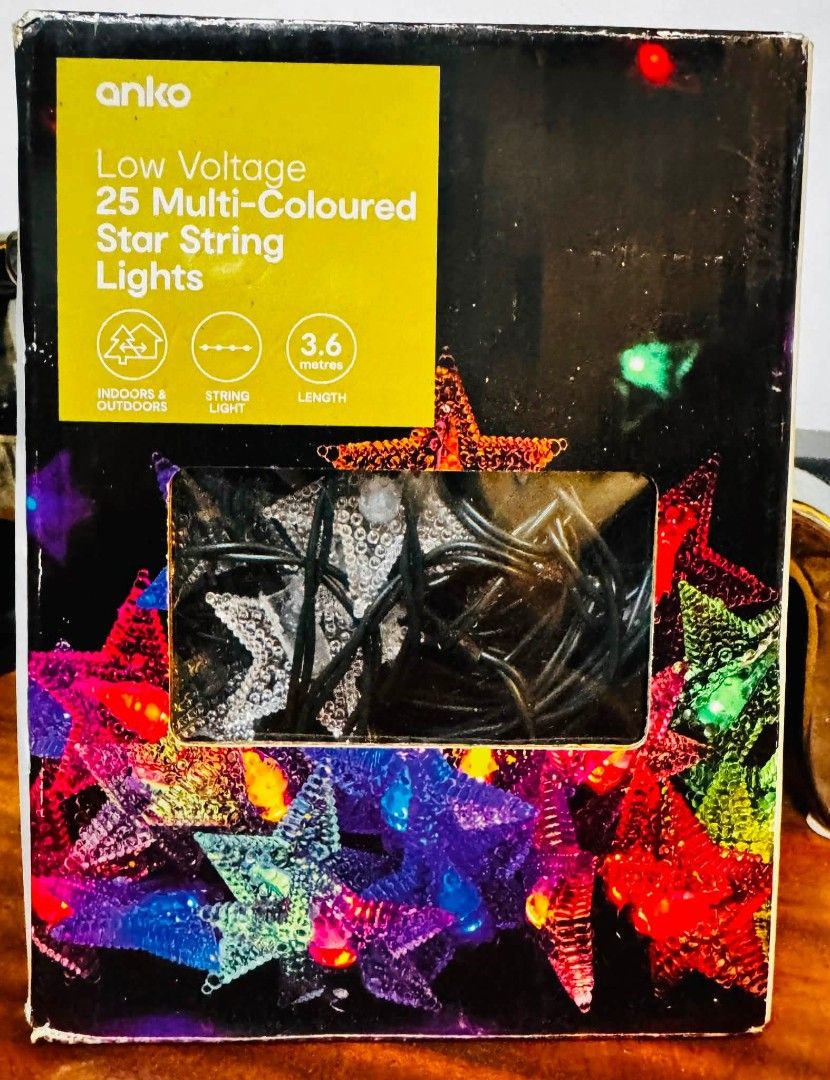 anko Low Voltage 25 Multi-Coloured Star String Lights (Category: Cables & Adaptors) located in Manila. Submitted by ormelynmal86309 (Listing ID 1466442405, Image 1). Description: anko Low Voltage 25 Multi-Coloured Star String Lights Php 250.