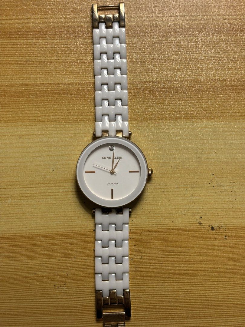 Anne Klein Diamond Accented Ceramic Bracelet Watch (Category: Women's Watches) located in Baguio. Submitted by outfromcloset (Listing ID 1466500497, Image 1). Description: Strap is adjusted - fits petite arms No box.