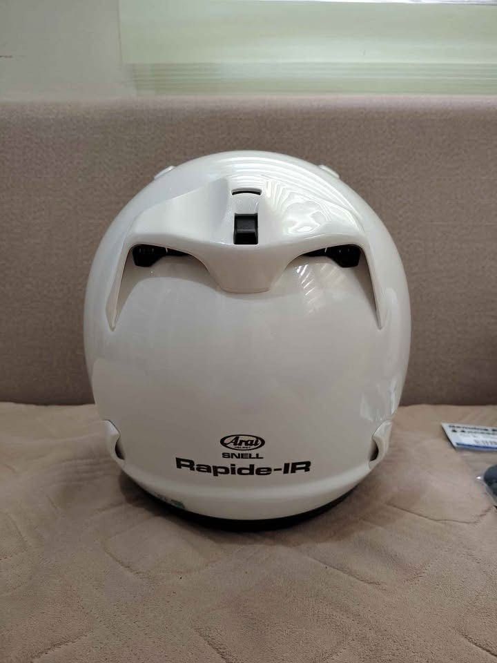 ARAI RAPIDE - IR (Defiant) (Category: Helmets and other Riding Gears) located in Marikina City. Submitted by misslemonade88 (Listing ID 1466424307, Image 3). Description: Arai Rapide-IR (Defiant) Pearl White **FREE STRAP LEATHER COVER NEW Size: Large 59-60cm (true to size) 🇯🇵 Japan Direct Import Prod Date: 2015 ✅ Free Deep Cleaning Service - DONE Condition: Good Condition Inner Liner - 8.5/10 ⭐ Outer Shell - 9/10 ⭐ (see photos) All Vents 100% W