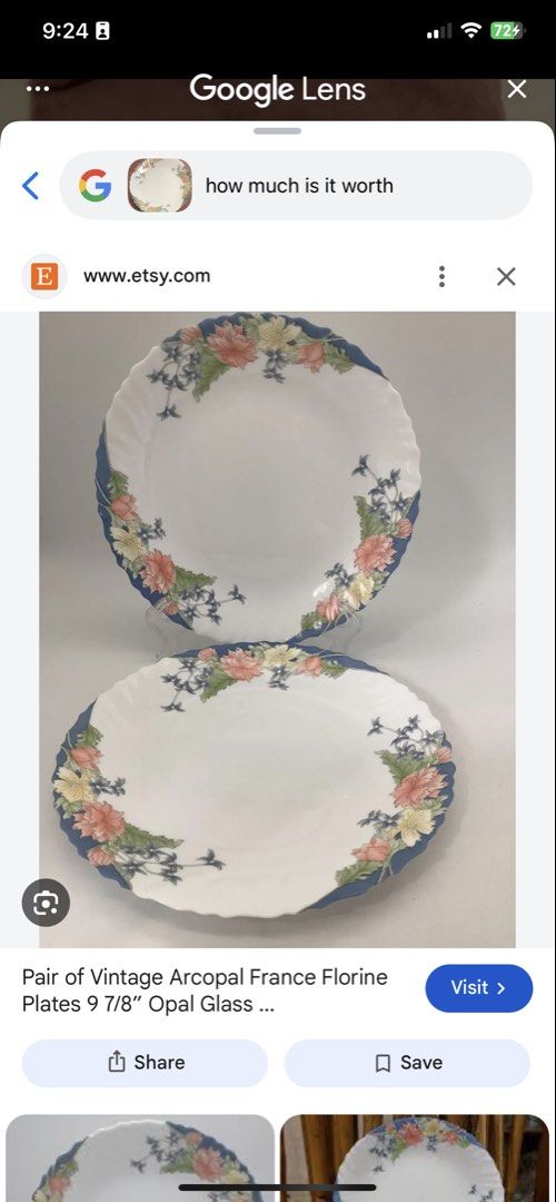 Arcopal Florine Dinner Plates 2pcs (Category: Dinnerware & Cutlery) located in Las Pinas. Submitted by erd17declutters (Listing ID 1466559246, Image 1). Description: These are Arcopal Florine Dinner Plates, featuring a vintage French floral design on durable white opal glass. Plate Details • Arcopal Florine Dinner Plates: This pattern features pastel pink, orange, and yellow flowers with green leaves and a distinctive blue-tinted scalloped rim. •