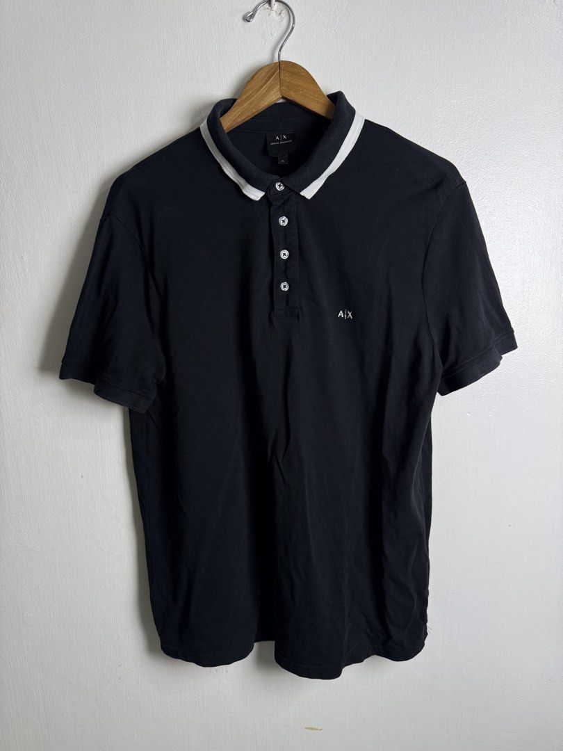 Armani exchange polo shirt (Category: Tshirts & Polo Shirts ) located in Daraga. Submitted by casualthread (Listing ID 1466448806, Image 1). Description: Authentic Issue 1 pinhole see last pic di masyado kita 21x29 9.5/10 Itim na itim pa.
