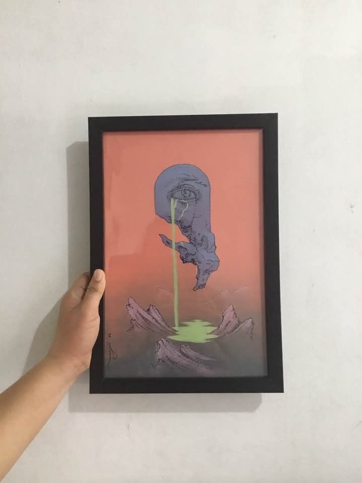 Artwork mixed media " Weeping For What We Repeat " (Category: Art & Prints) located in Santa Rosa. Submitted by teph.l (Listing ID 1466345526, Image 2). Description: “Weeping For What We Repeat” Php 5,000 Medium: Mixed Media on Bristol Board Size: 13 x 8 1/2 inches without frame Approx 14 x 9 1/2 inches with frame Ap Marfil 2026 MOP: GCASH Shipment: LBC/ Lalamove Shipping fee shouldered by the buyer.