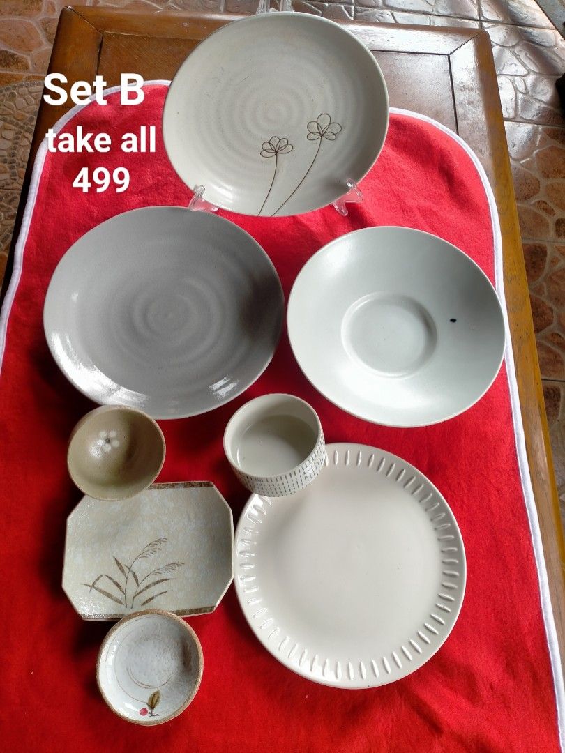 Assorted stoneware Plates and Bowls (Category: Dinnerware & Cutlery) located in Manila. Submitted by margeventa (Listing ID 1462298129, Image 1). Description: setA (550) setB (499) buyer shoulders sf Location:Cainta.
