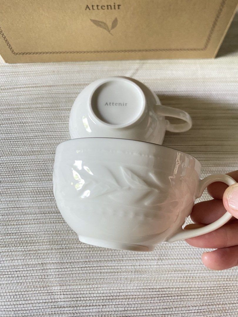 Attenir Embossed Leaf Pattern Gold Rim Ceramic Coffee Cups Set (Category: Coffee & Tea Tableware) located in Davao. Submitted by shauitoys2019 (Listing ID 1466339530, Image 3). Description: Brand new from Japan Brand.