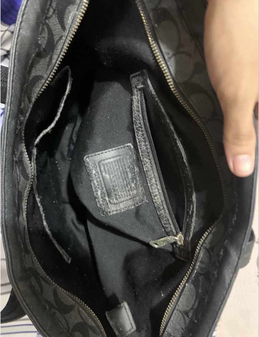Authentic Coach Tote Bag (Medium) (Category: Sling Bags) located in Masinloc. Submitted by silverfox-ca1084 (Listing ID 1466446715, Image 3). Description: ✨ Features: • Classic Coach logo design • Stylish black-on-black monogram pattern • Durable tote style with comfortable handles • Clean and classy look — matches any outfit • Good condition (see photos).