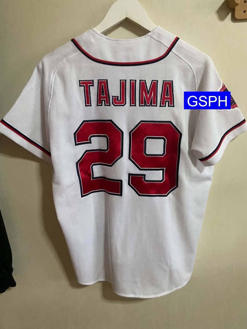 Authentic Orix Buffaloes Daiki Tajima #29 Baseball Jersey (Category: Activewear) located in Makati City. Submitted by goodiesstuff_ph_17119811 (Listing ID 1466430007, Image 2). Description: Bought this by my aunt back in Japan as a souvenir on 2018, never been worn because it was too big for me. - Authentic 2018 Orix Buffaloes home baseball jersey - White design with stylish red and navy trim - Daiki Tajima name and number 29 fully stitched on th