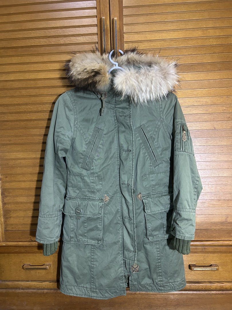 Back Number Military Troop Parka Jacket Size M (Category: Coats, Jackets and Outerwear) located in Manila. Submitted by quincy.67 (Listing ID 1466450829, Image 2). Description: - Brand/Model: Back Number military troop parka - Color: Olive green - Size: Medium - Material: Heavy cotton shell with warm fleece hood lining - Closure: Chunky zip with button storm flap - Features: Faux fur-trimmed hood, sleeve and front utility pockets, ribbed inner cu