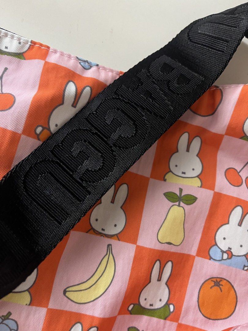 Baggu x Miffy Medium Nylon Crescent Bag Checkered Fruit (Category: Shoulder Bags) located in Cainta. Submitted by nitro_ups (Listing ID 1466411636, Image 3). Description: - Unused & Authentic Baggu Medium Nylon Crescent Bag - Rare Checkered Fruit Miffy print (Pink & Orange with Miffy and assorted fruits) - Brand new with tag attached - Made of durable, heavyweight recycled nylon - Comfortable black strap with Baggu branding .