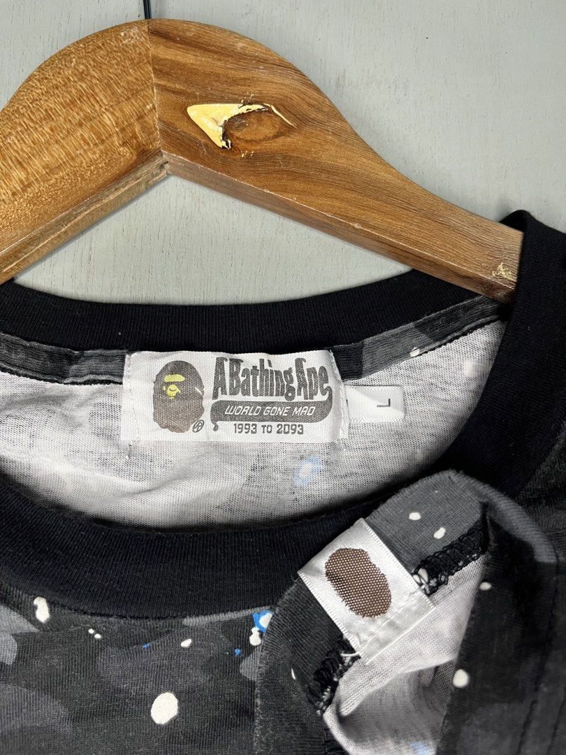 BAPE (Category: Tshirts & Polo Shirts ) located in Catbalogan. Submitted by wayndsyclee. (Listing ID 1466410111, Image 3). Description: BAPE SIZE LARGE NO ISSUE EXCELLENT COLOR RATE 9/10 Dimes:w22/L28.