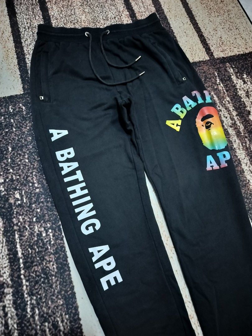 Bape by A Bathing Ape Jogger Pants (Category: Joggers) located in Taguig. Submitted by thriftybounce (Listing ID 1466417522, Image 2). Description: Waist : 29-32 Stretch Length : 37 Color Rate : 9.5/10 Issue : None.