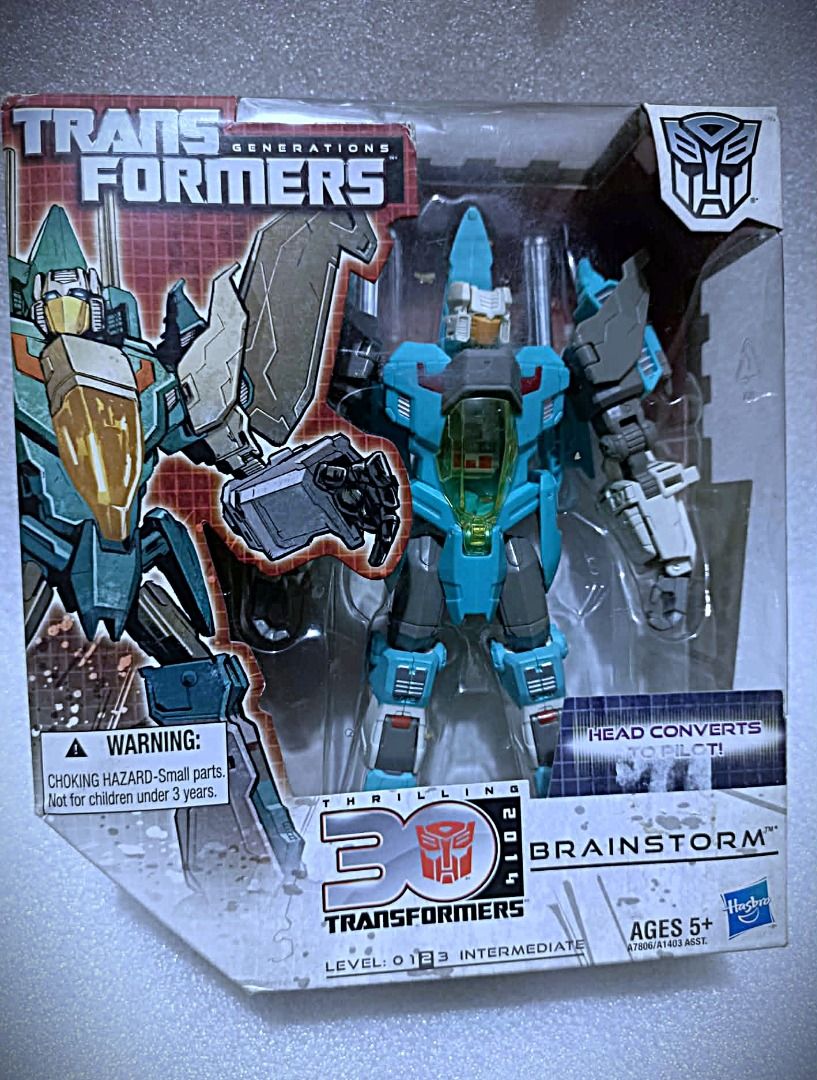 BIB Thrilling BRAINSTORM Voyager Class Hasbro Autobot Transformers (Category: Kids Toys) located in Pasay City. Submitted by Chariselyn (Listing ID 1466527133, Image 1). Description: BIB Thrilling BRAINSTORM (2,000+sf) Voyager Class Hasbro Autobot Transformers Series: Generations - Thrilling 30th Anniversary, 2014 Scale: 7 inches Stock: 1 Box Condition: 8/10 Issues: 0 Accessories: complete Mode of Payment: GCash or through your rider Shipping opt